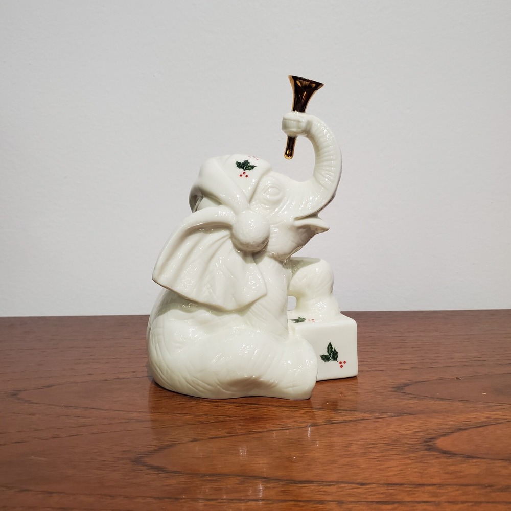Formalities Baum Bros Porcelain Christmas Elephant Trumpet Figurine Gold Accents